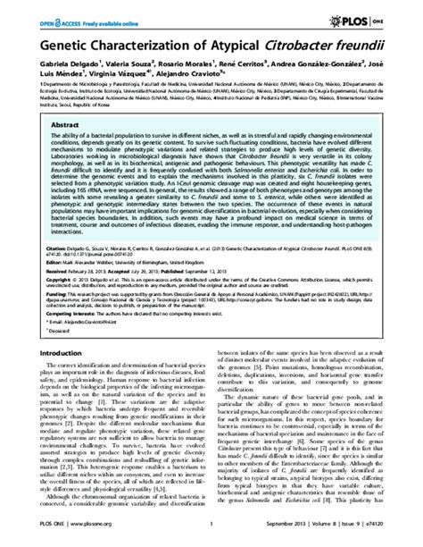 Genetic Characterization of Atypical Citrobacter freundii .